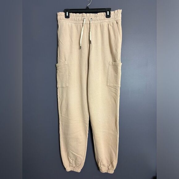 n: philanthropy Cargo Drawstring Sweatpants Beige Tan Size XL NEW - Picture 2 of 10